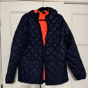 Oakley Quilted Navy Jacket with Bright Orange Insulated Lining